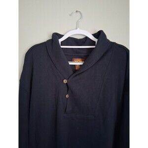 Oak Hill Sweater Mens 5XL Shawl Collar Navy Blue Buttons Cotton Shirt New